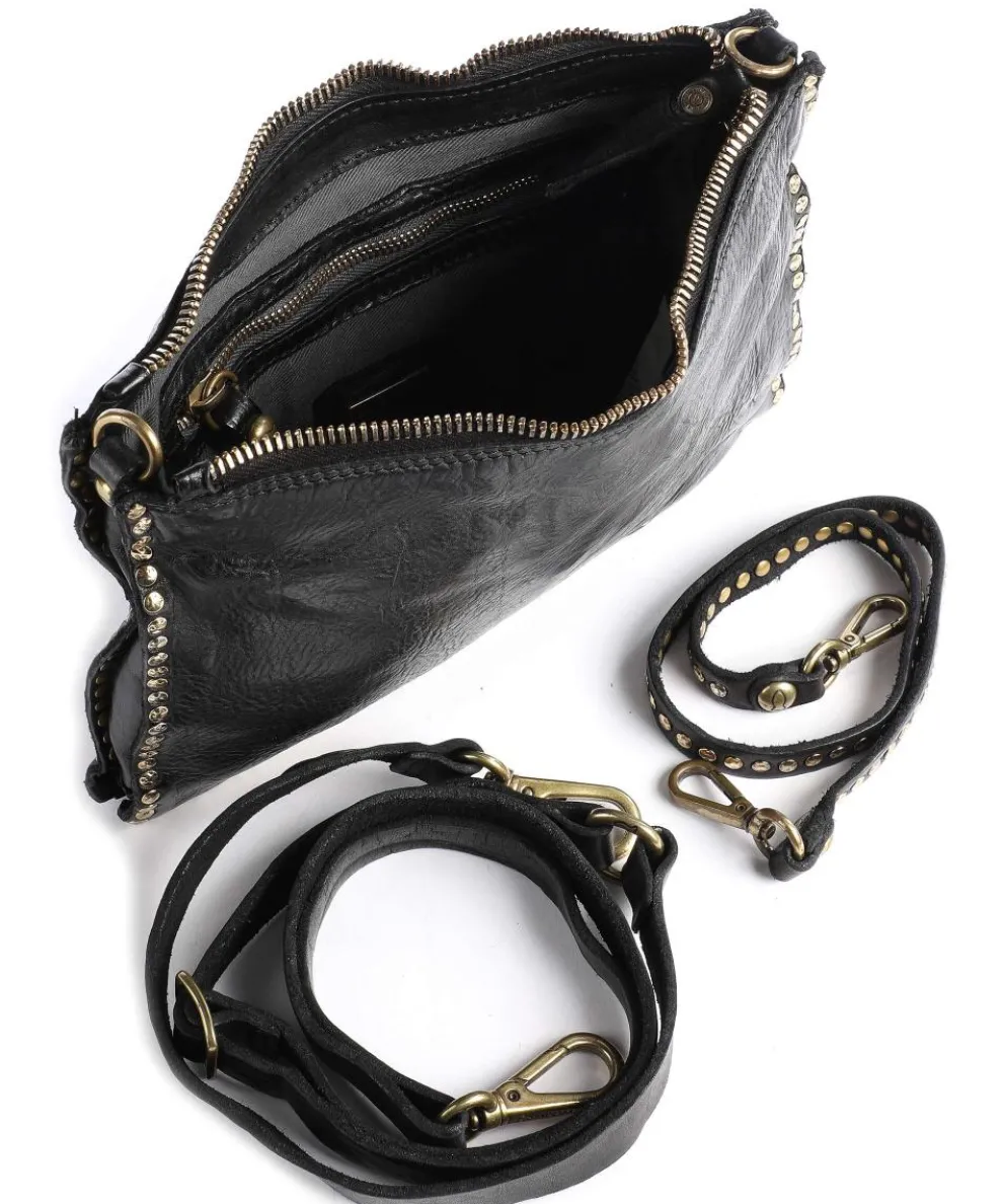 Umhängetasche fein genarbtes Leder schwarz