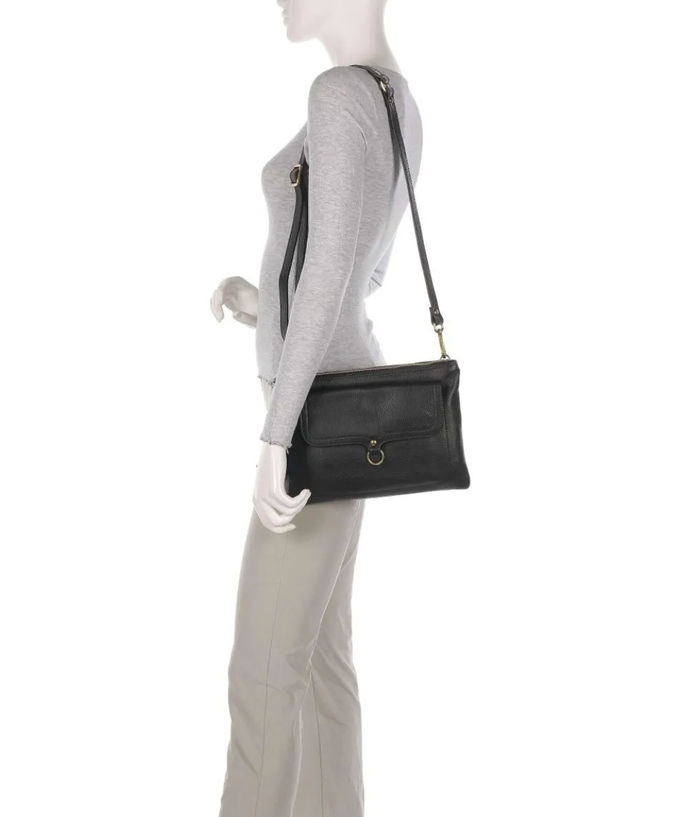 Urban Beyonce Schultertasche genarbtes Kalbsleder schwarz