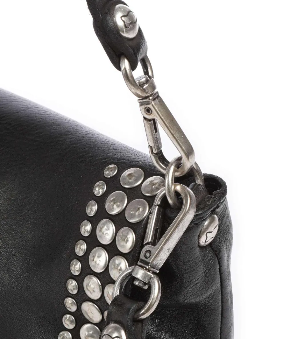 Schultertasche genarbtes Rindsleder schwarz