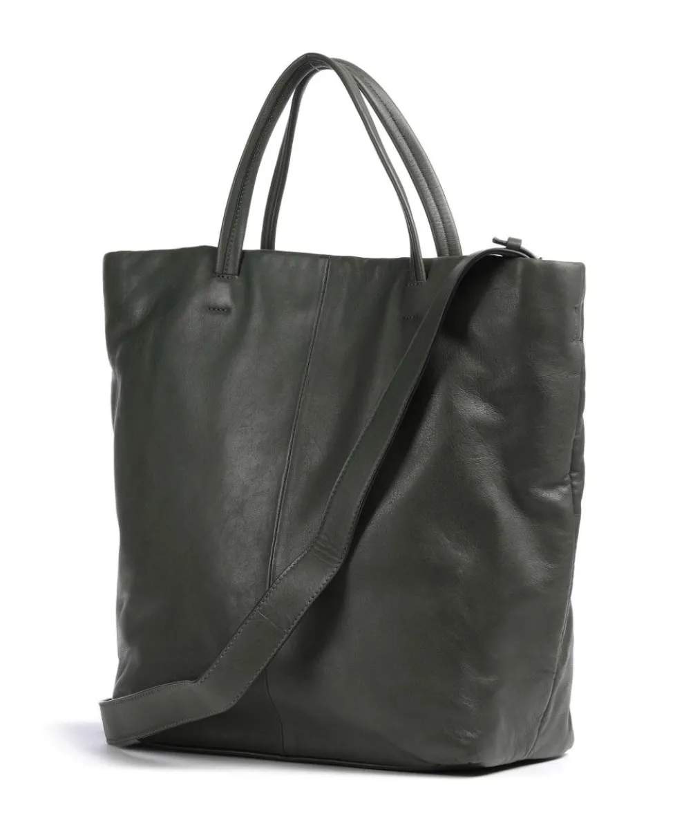 Hera Sheep Natural L Shopper Schafsleder dunkelgrün