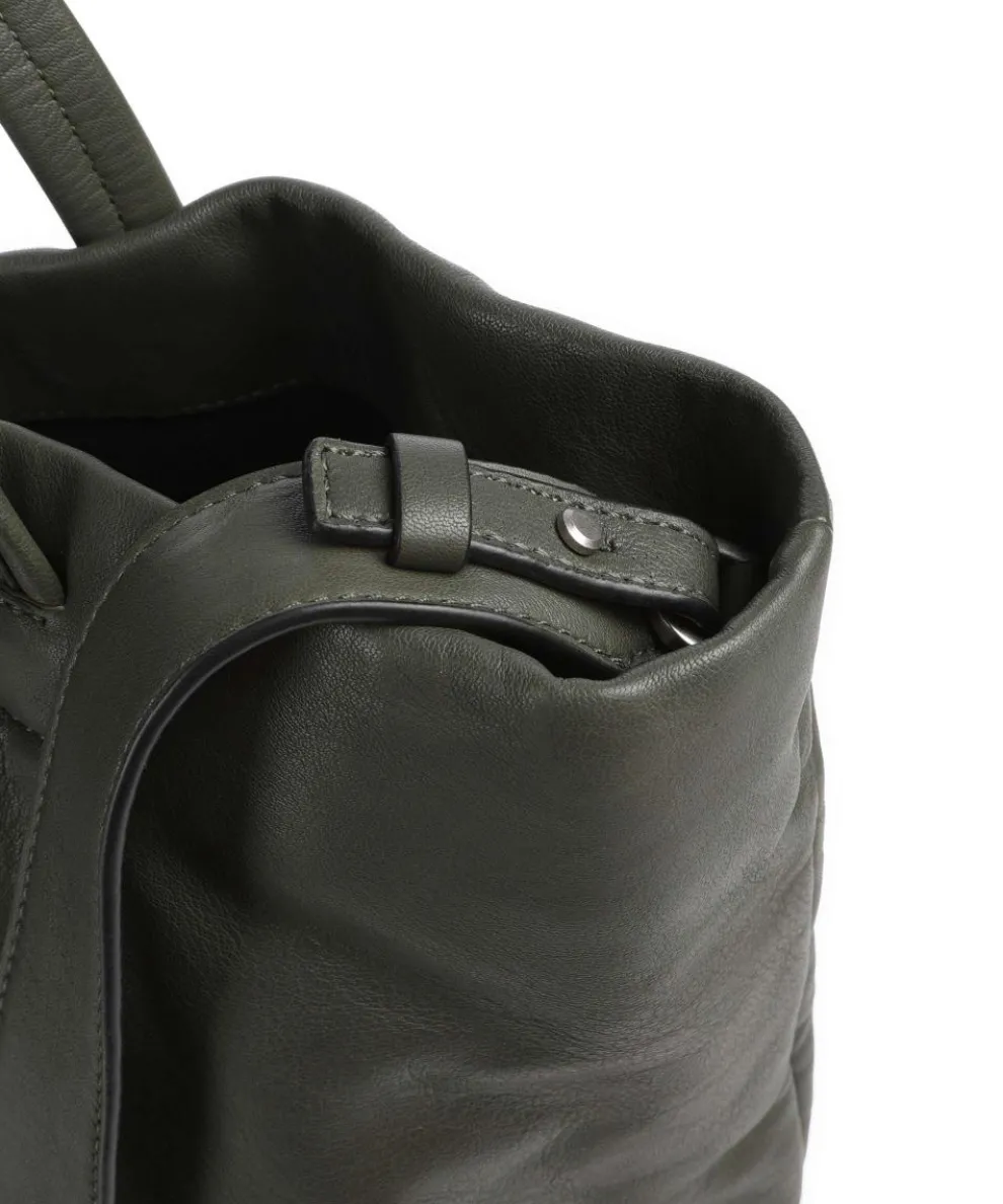 Hera Sheep Natural L Shopper Schafsleder dunkelgrün