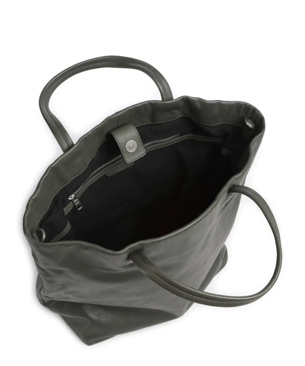 Hera Sheep Natural L Shopper Schafsleder dunkelgrün