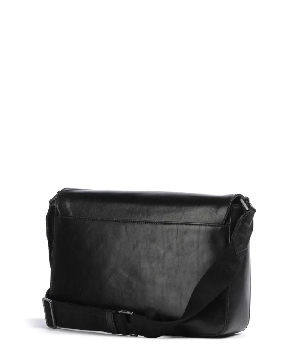 Giulio Kuriertasche fein genarbtes Rindsleder schwarz