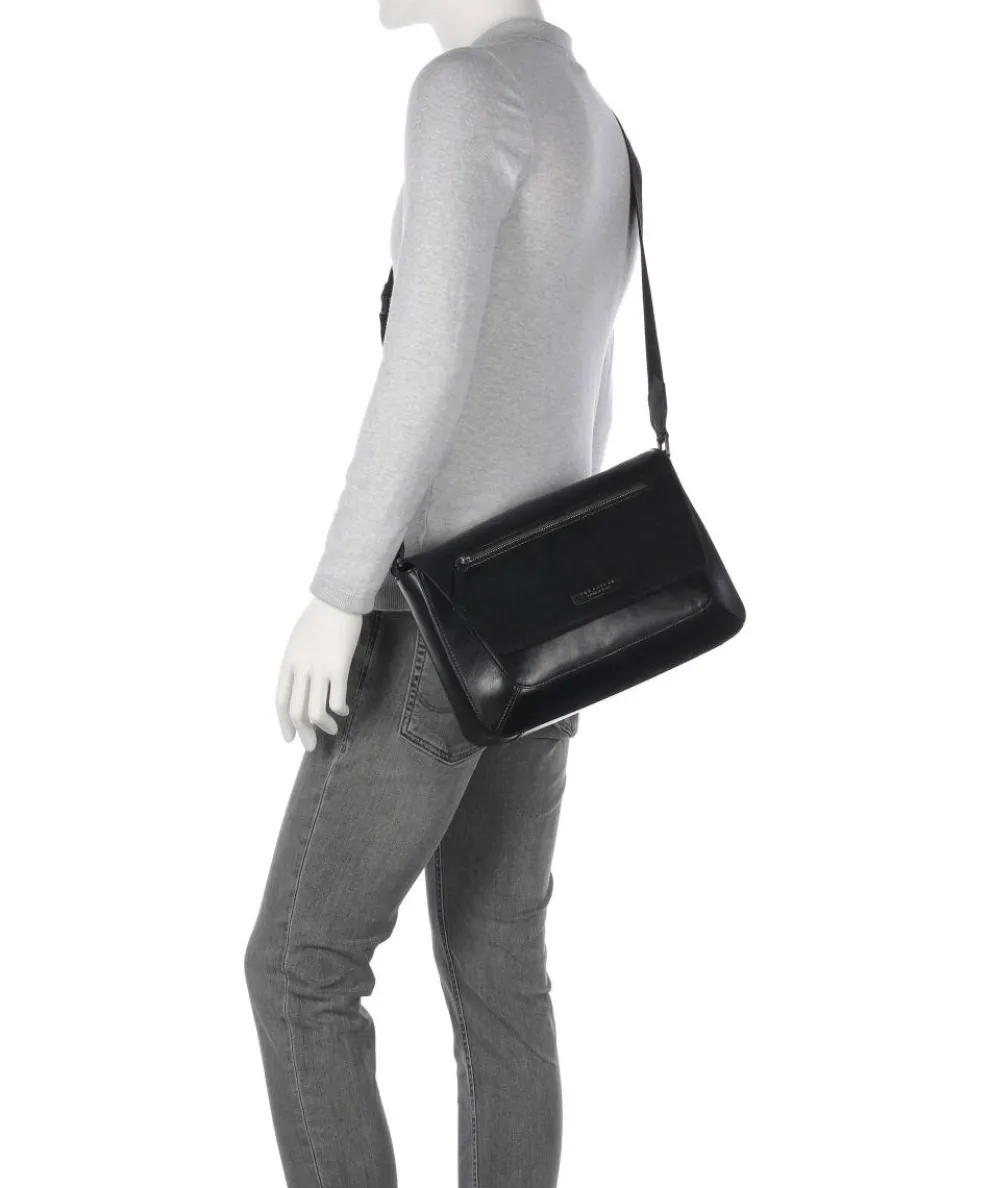 Giulio Kuriertasche fein genarbtes Rindsleder schwarz