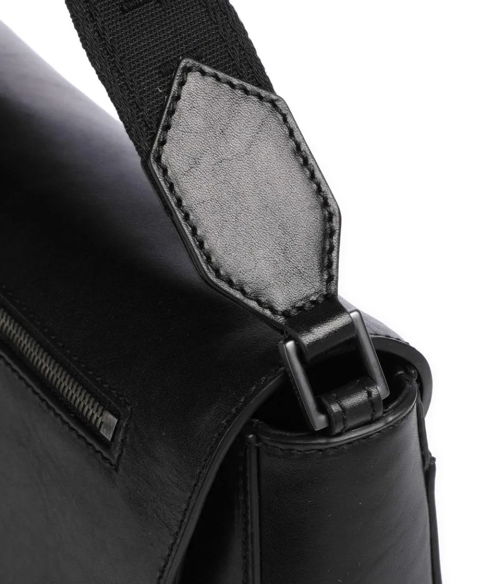 Giulio Kuriertasche fein genarbtes Rindsleder schwarz