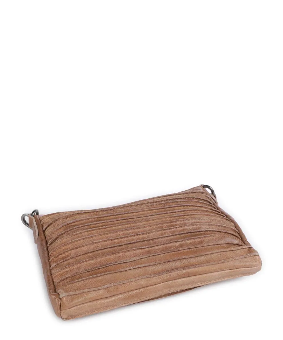 Bestseller Riffel Umhängetasche genarbtes Leder karamellbraun