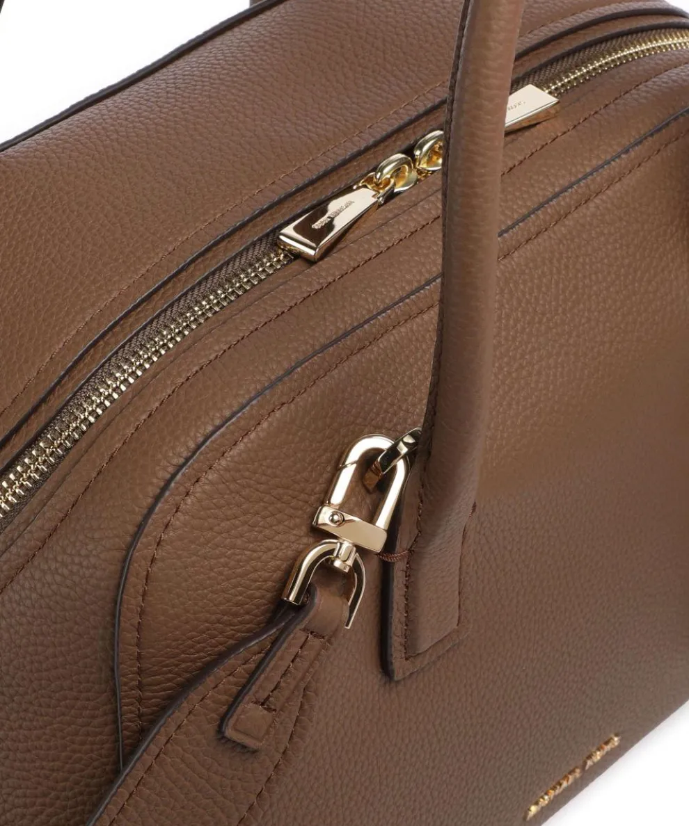 Ashton Medium Handtasche genarbtes Rindsleder dunkelbraun