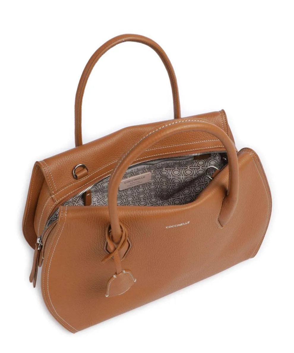 Lord Handtasche genarbtes Leder braun