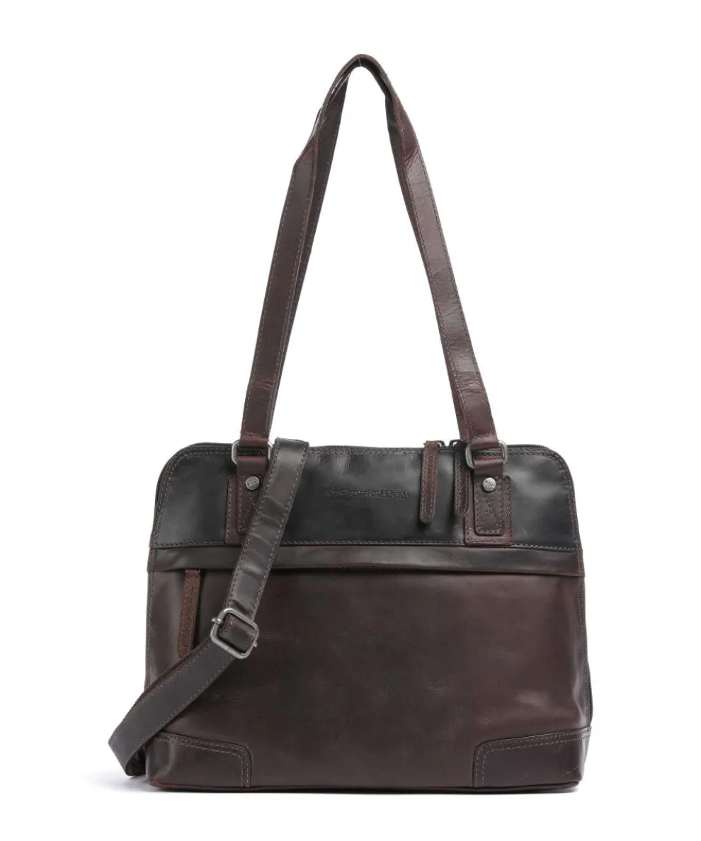 Cow Wax Pull Up Belgrado Schultertasche Rindsleder dunkelbraun