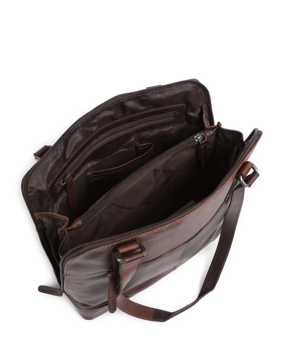 Cow Wax Pull Up Belgrado Schultertasche Rindsleder dunkelbraun