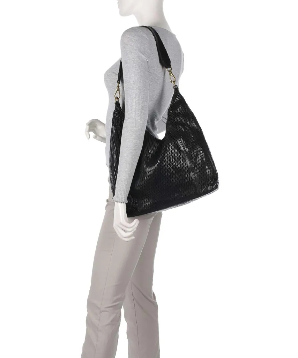 Beuteltasche genarbtes Rindsleder schwarz