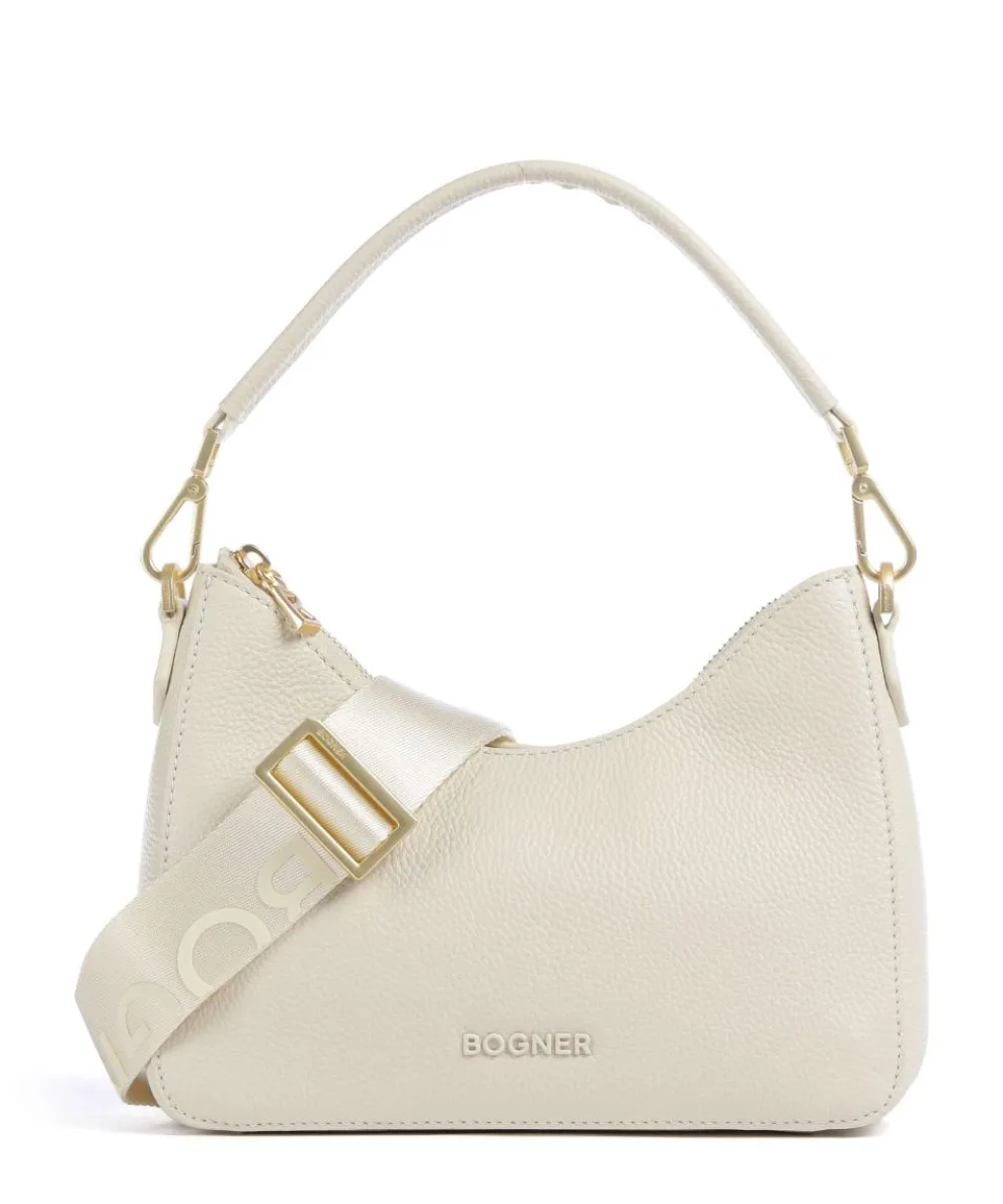 Pontresina Neve Lora Schultertasche genarbtes Leder creme