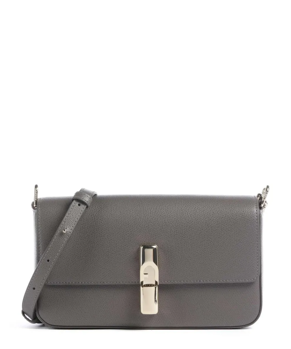 Iride S Umhängetasche genarbtes Leder dunkelgrau