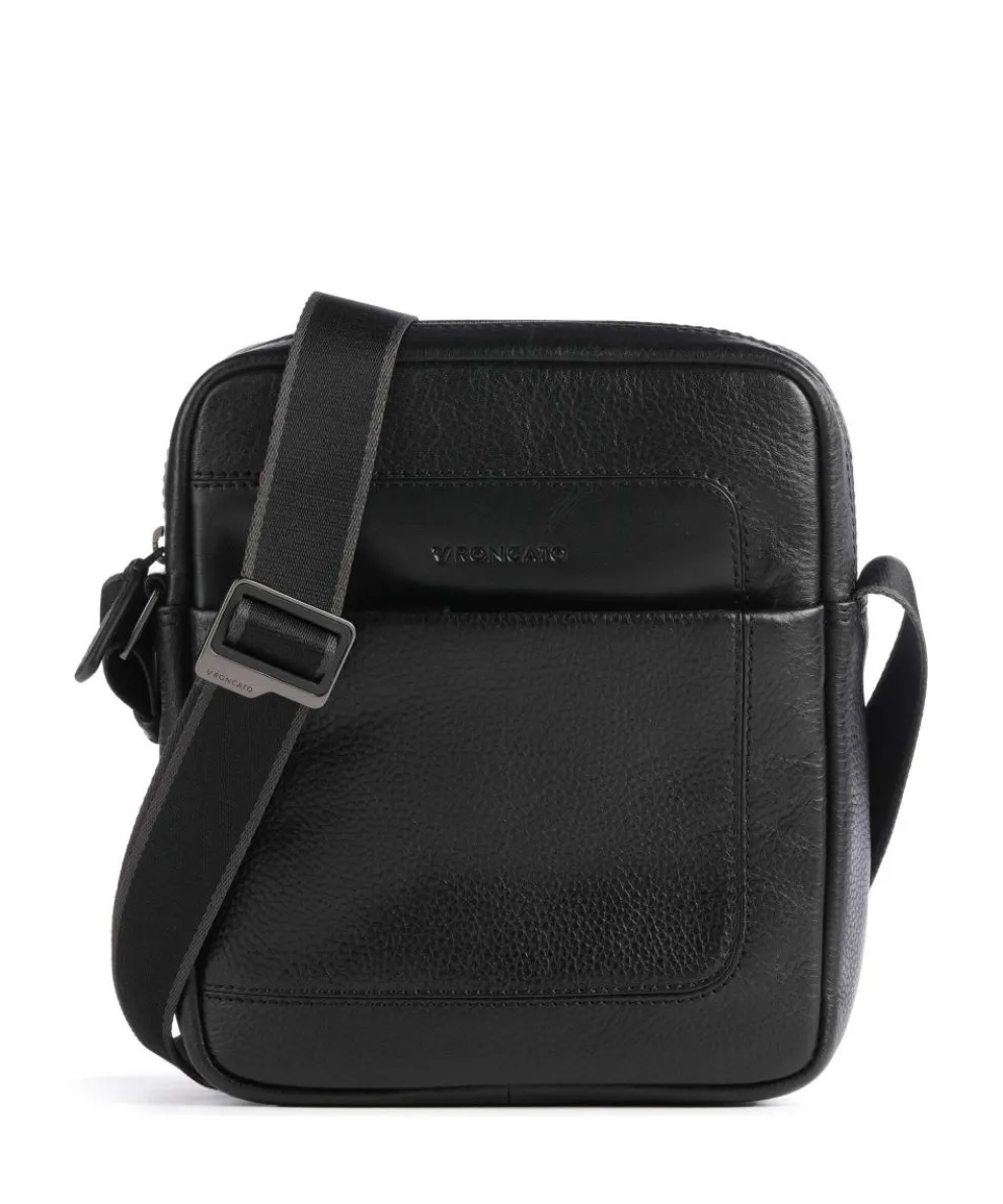 Alaska Umhängetasche genarbtes Leder schwarz