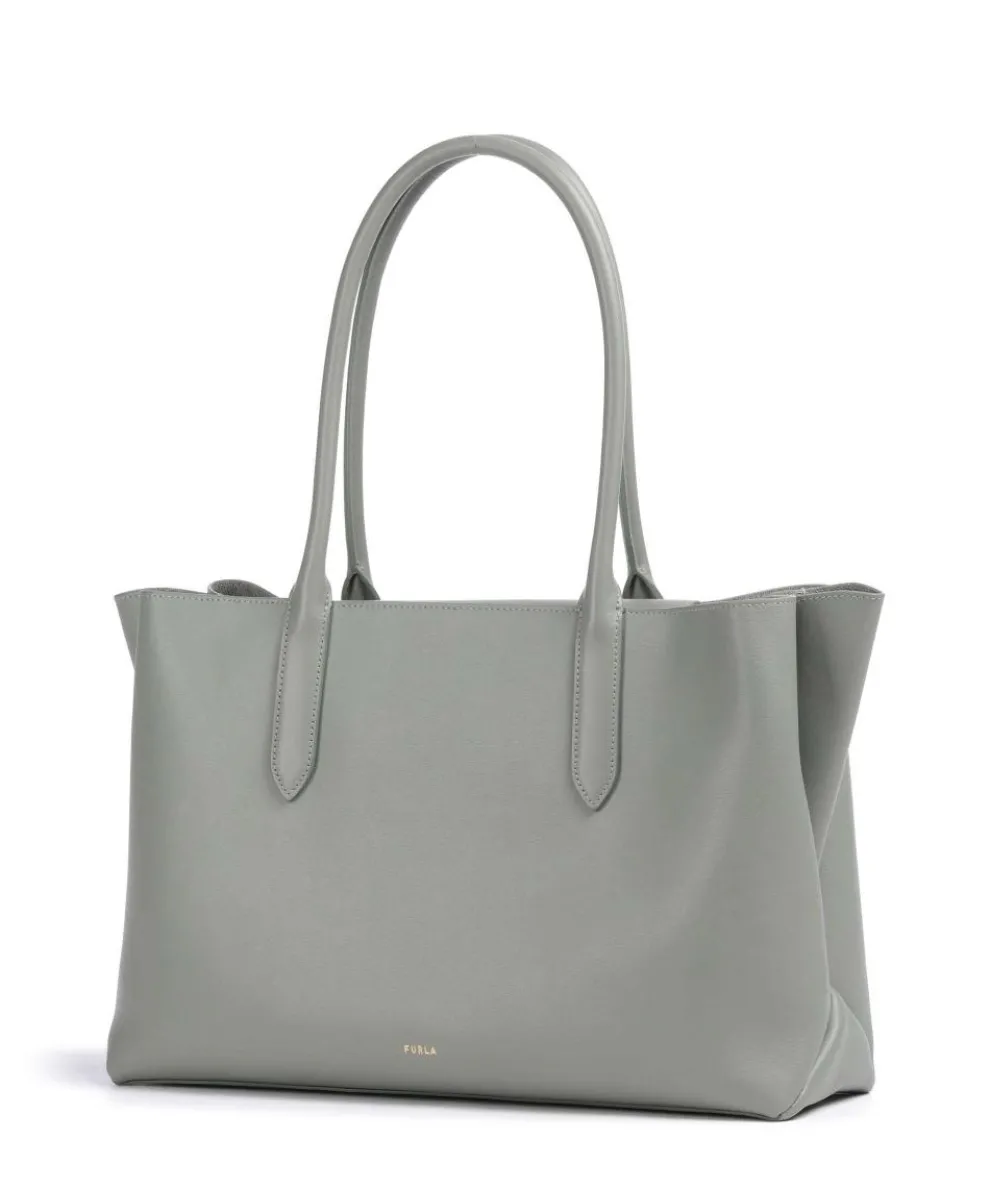 Meridiana L Shopper fein genarbtes Leder graugrün