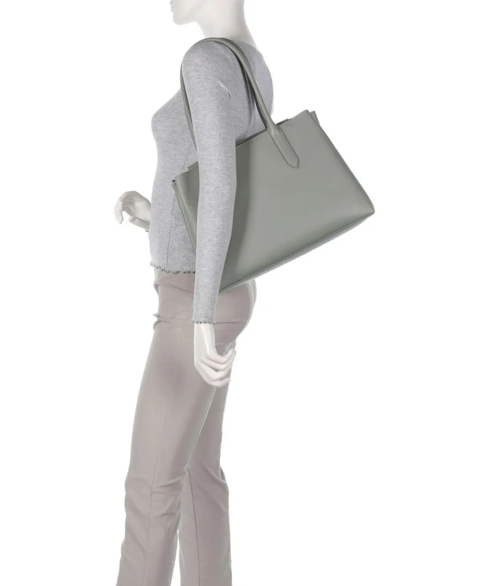 Meridiana L Shopper fein genarbtes Leder graugrün