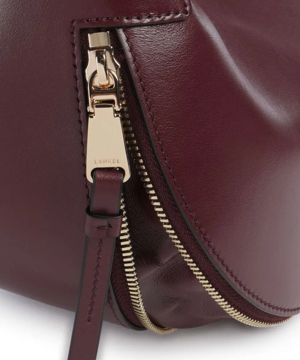 Origami S Beuteltasche fein genarbtes Rindsleder brombeer