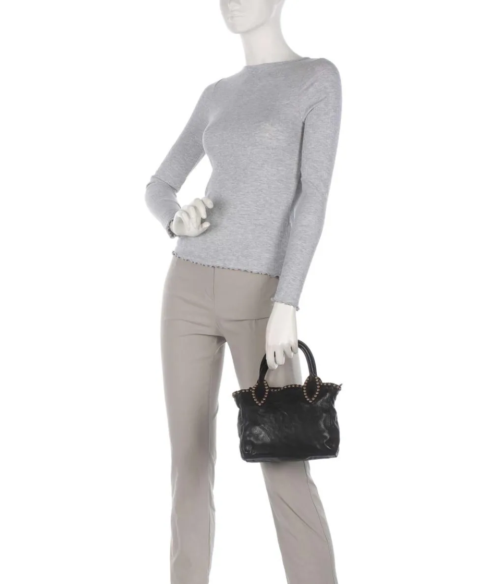 Umhängetasche genarbtes Rindsleder schwarz