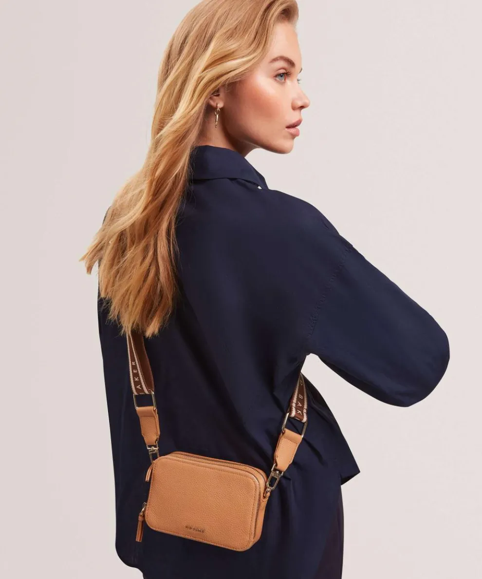 Stunna Umhängetasche genarbtes Rindsleder hellbraun