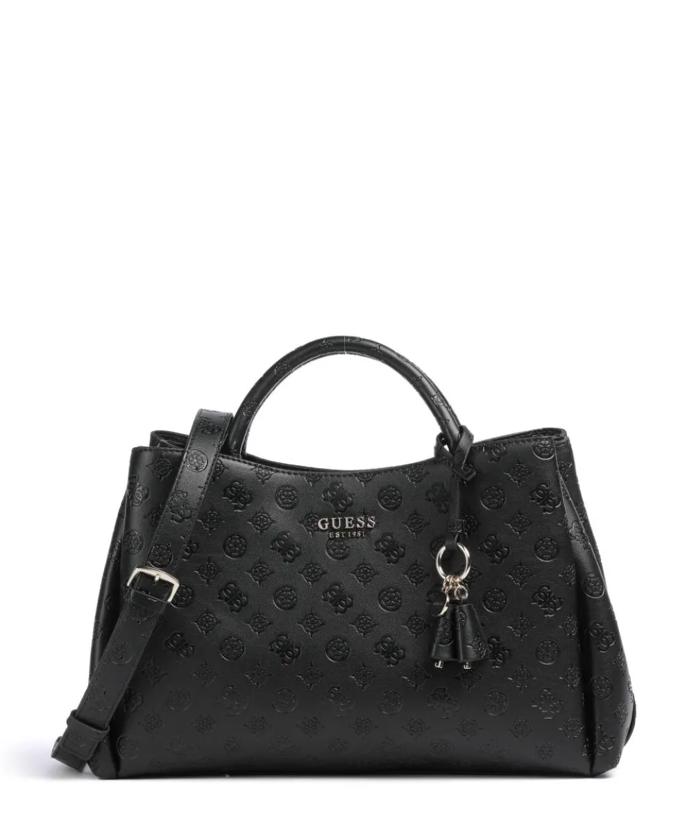 Phoebe Peony Debossed Handtasche Lederimitat schwarz