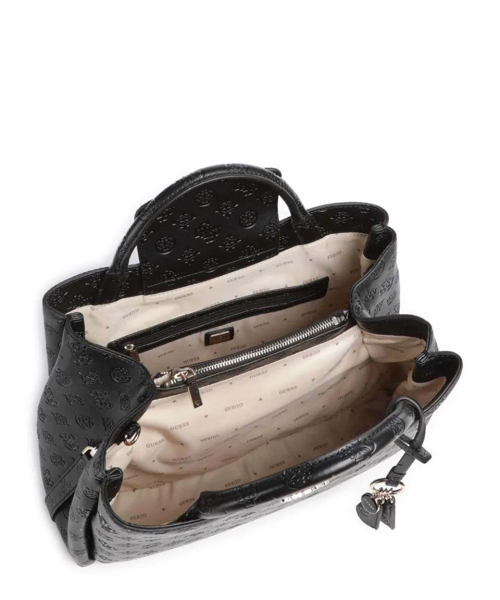 Phoebe Peony Debossed Handtasche Lederimitat schwarz