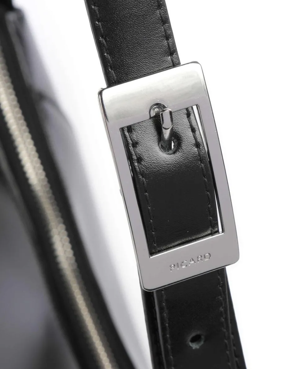 Black Tie Schultertasche glattes Rindsleder schwarz