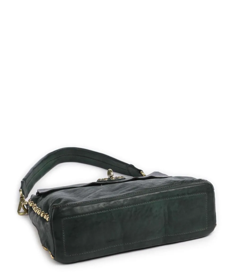 Schultertasche genarbtes Rindsleder dunkelgrün