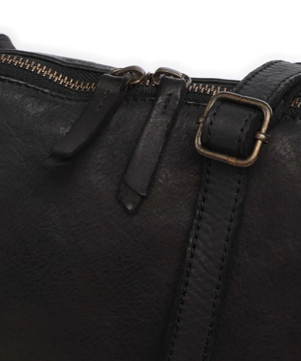 Submarine Schultertasche genarbtes Rindsleder schwarz