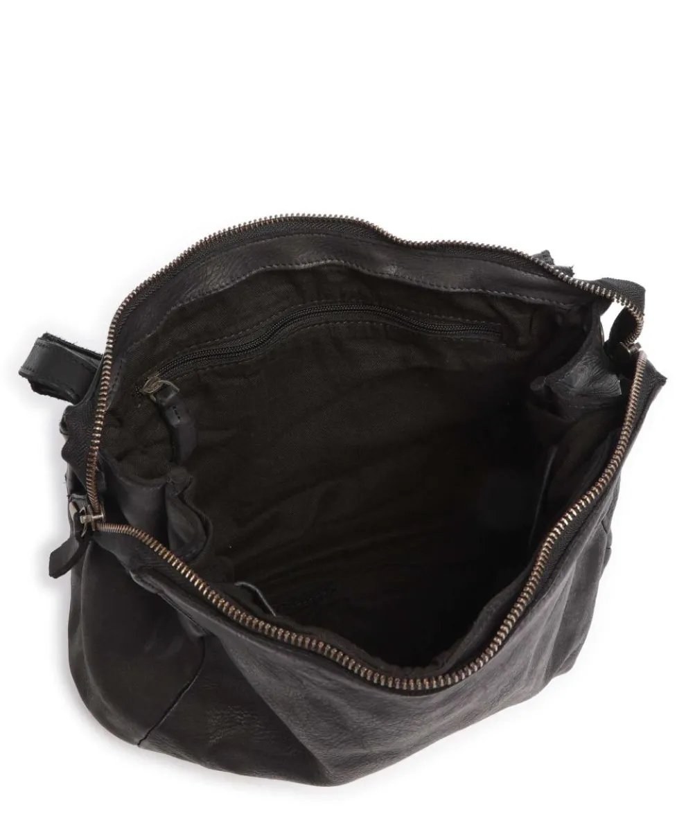 Submarine Schultertasche genarbtes Rindsleder schwarz