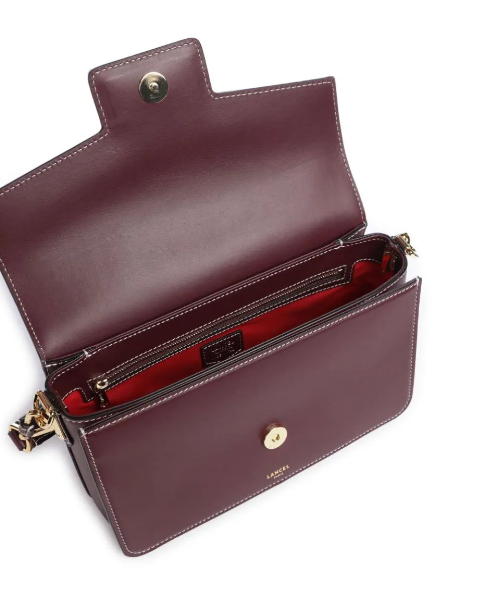 Angele M Schultertasche fein genarbtes Rindsleder brombeer