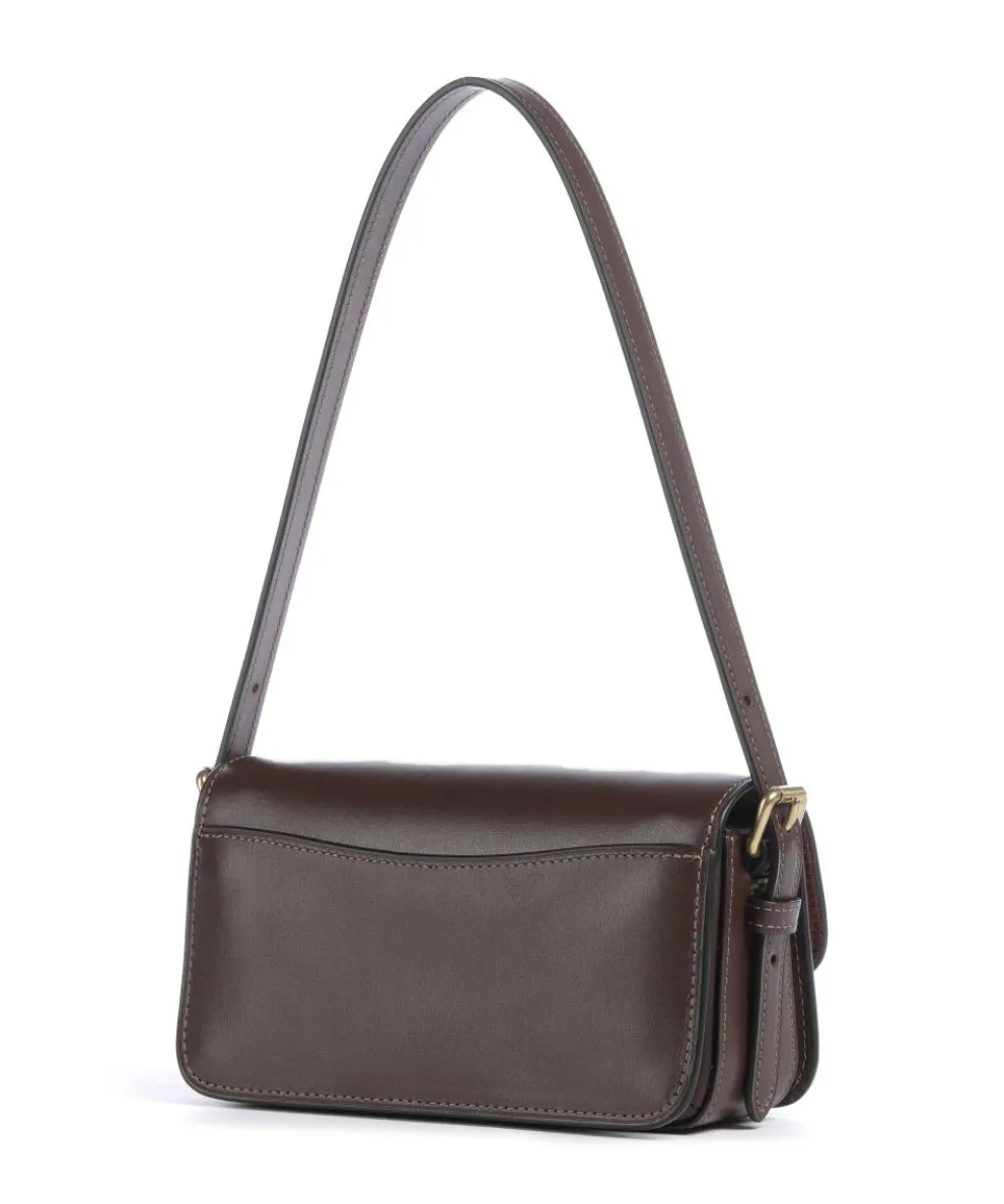 Zoe Schultertasche fein genarbtes Rindsleder dunkelbraun