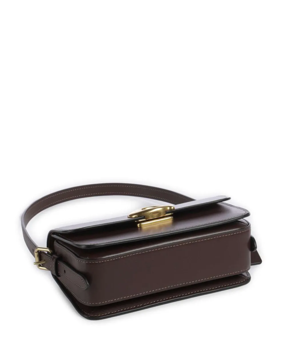 Zoe Schultertasche fein genarbtes Rindsleder dunkelbraun