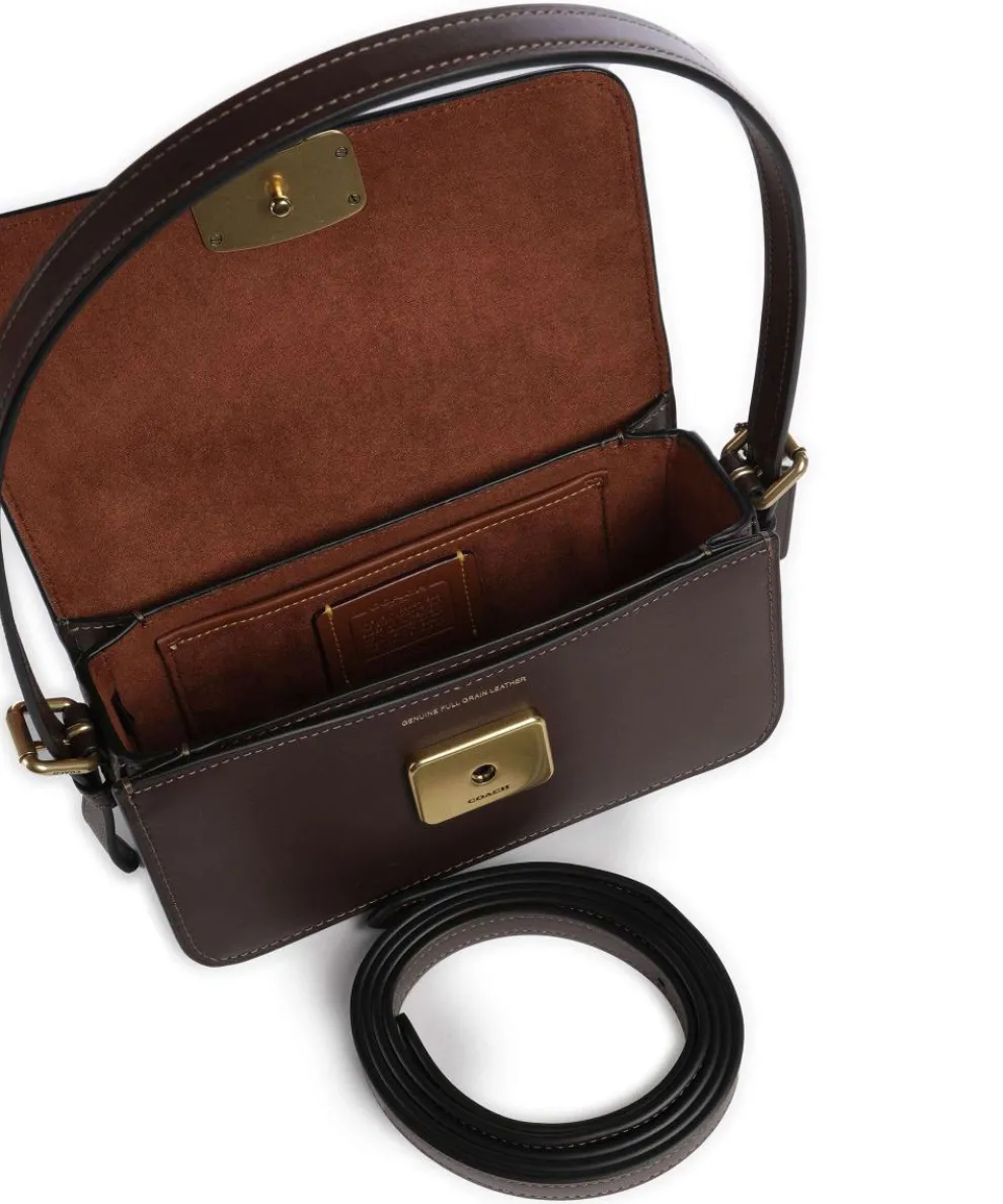 Zoe Schultertasche fein genarbtes Rindsleder dunkelbraun