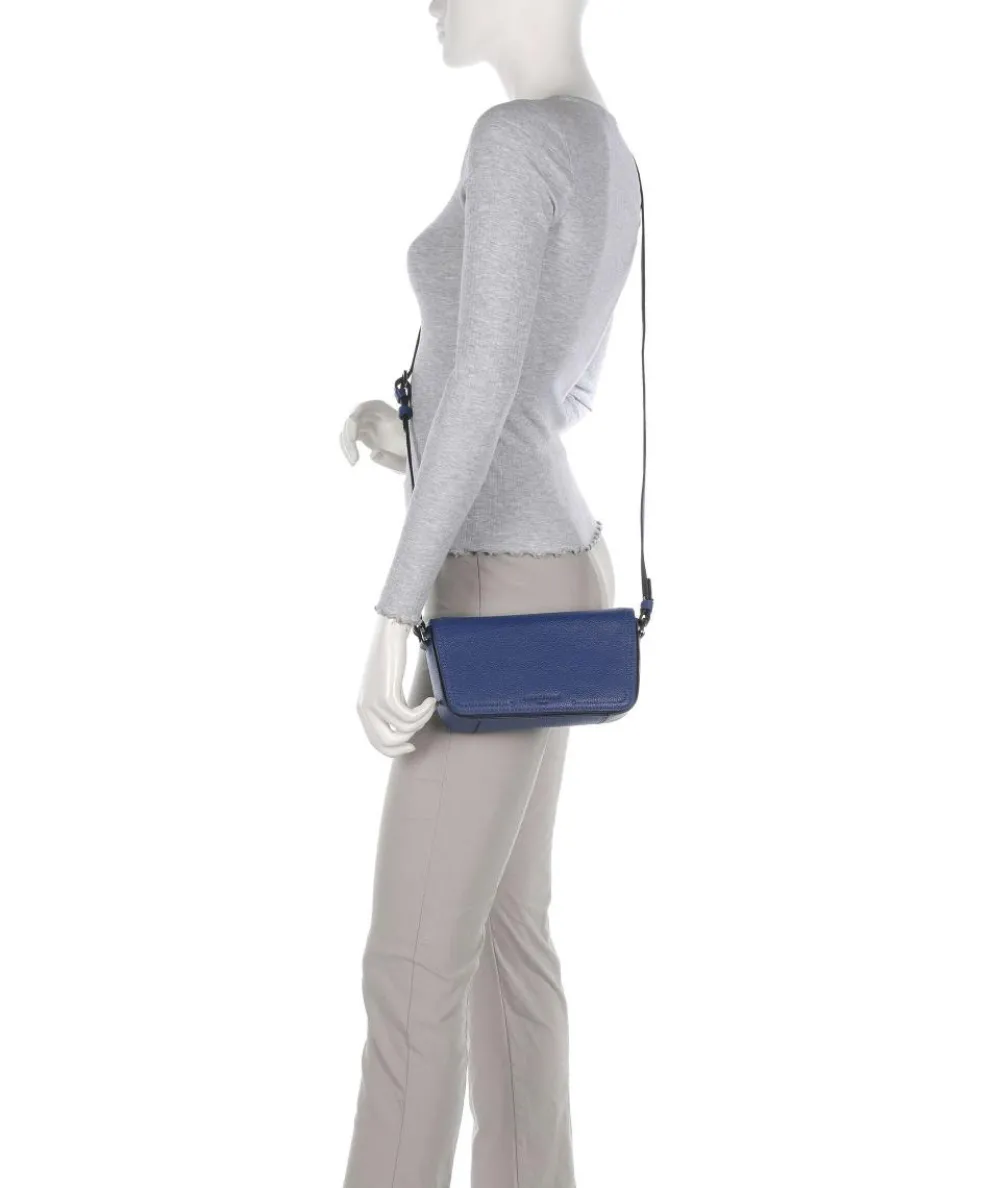 Chudy Small Pebble S Umhängetasche genarbtes Rindsleder blau