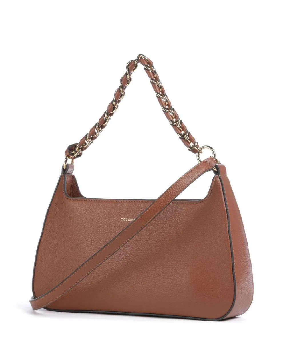 Beat Schultertasche genarbtes Rindsleder braun