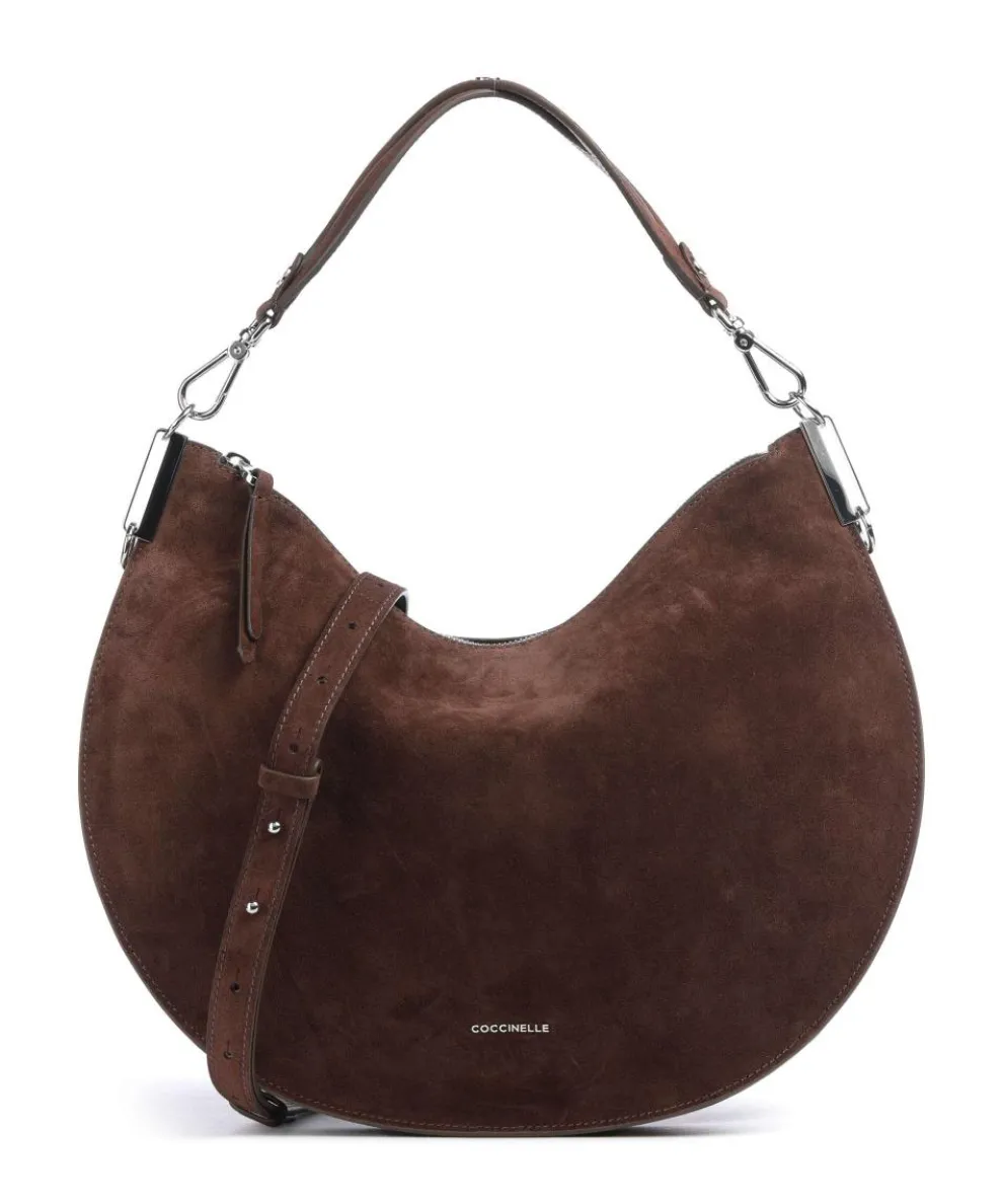 Sunup Suede Schultertasche aufgerautes Rindsleder dunkelbraun