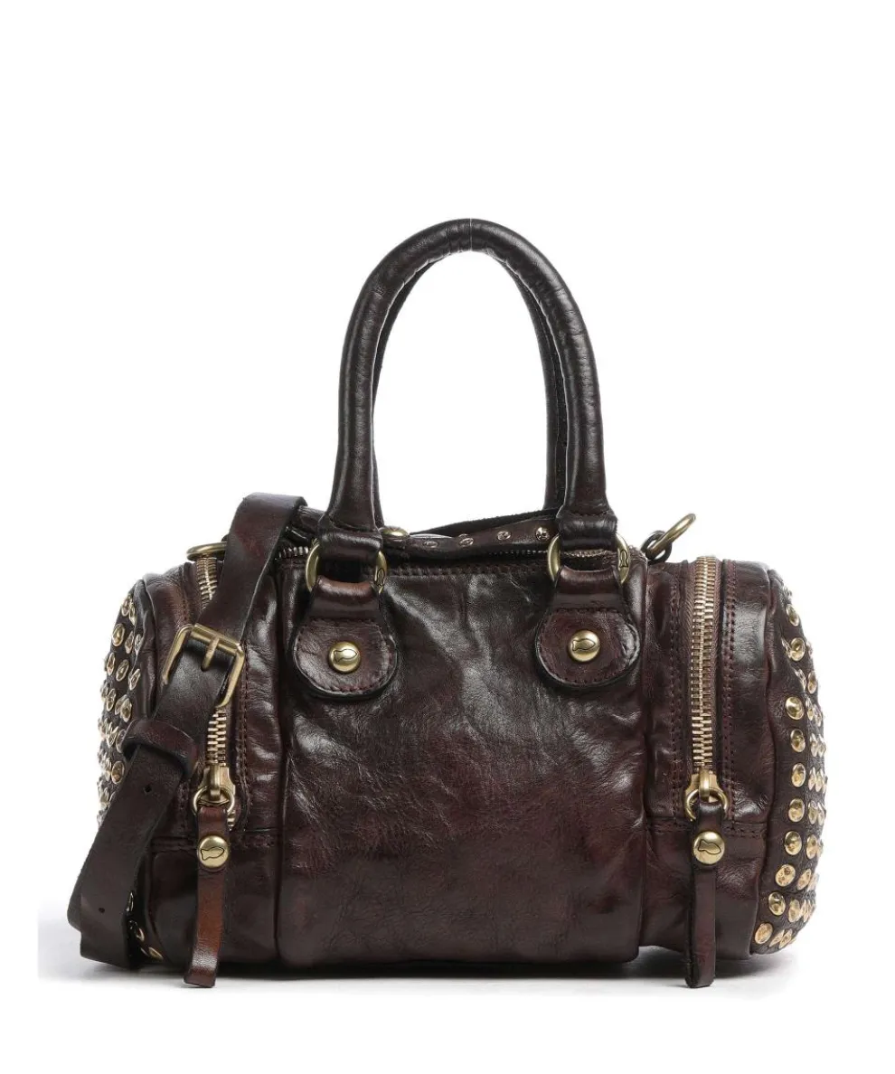 Handtasche genarbtes Rindsleder dunkelbraun