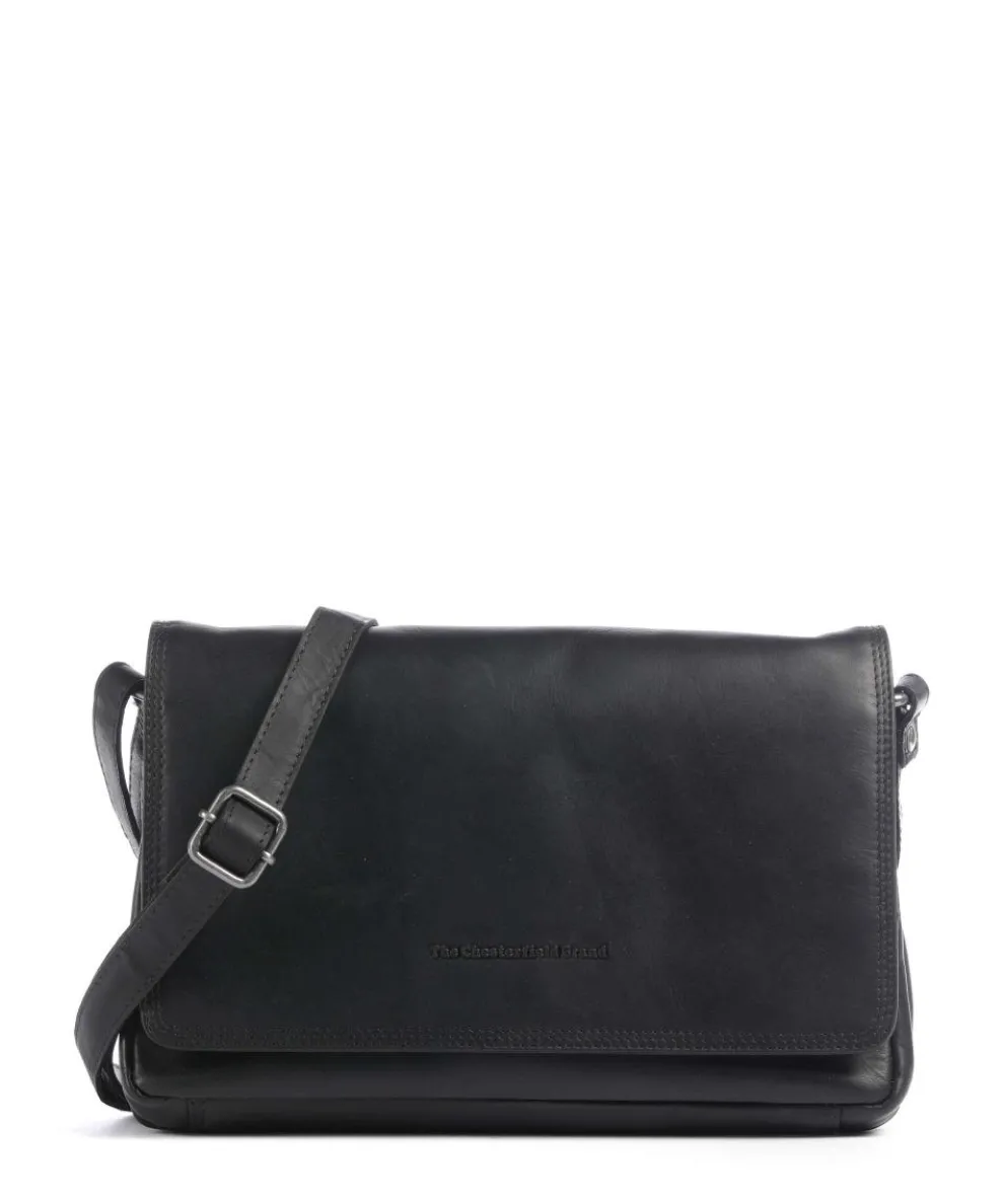 Wax Pull Up Cow Laverton Umhängetasche fein genarbtes Rindsleder schwarz