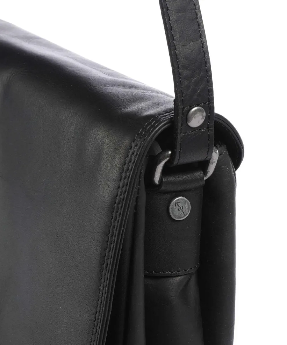 Wax Pull Up Cow Laverton Umhängetasche fein genarbtes Rindsleder schwarz