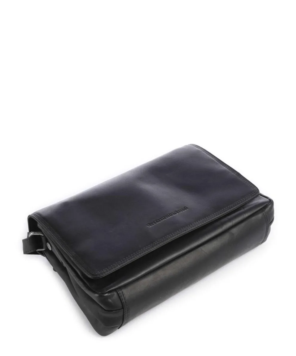 Wax Pull Up Cow Laverton Umhängetasche fein genarbtes Rindsleder schwarz