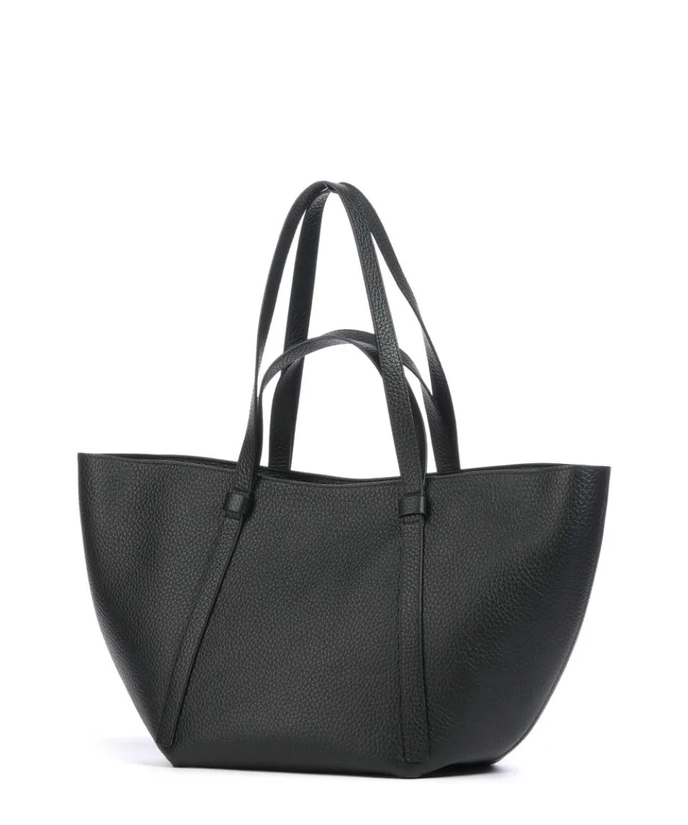 Tekla Cosmo Shopper genarbtes Rindsleder schwarz