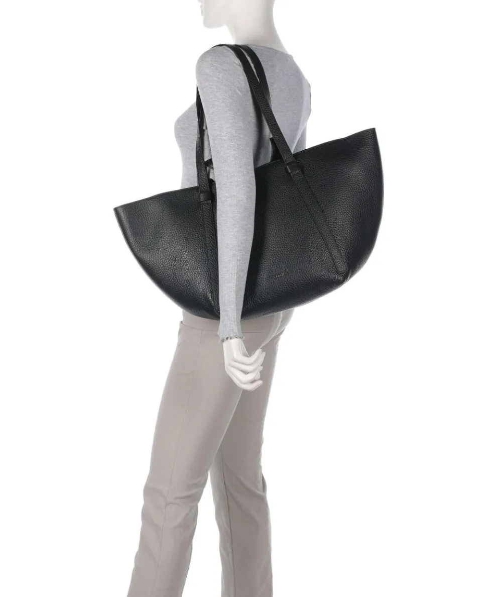 Tekla Cosmo Shopper genarbtes Rindsleder schwarz