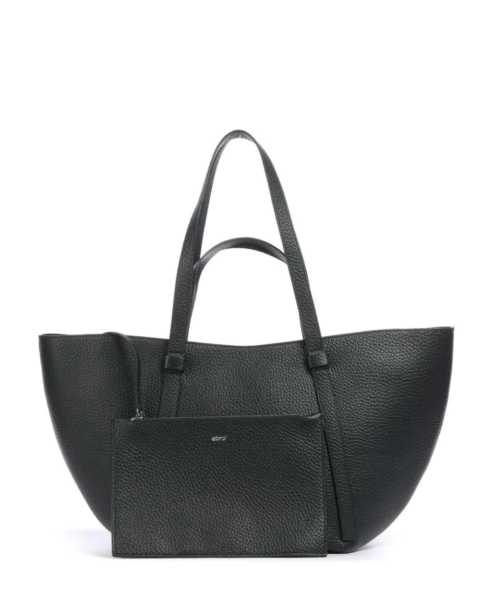 Tekla Cosmo Shopper genarbtes Rindsleder schwarz