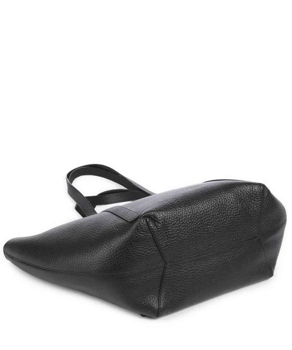 Tekla Cosmo Shopper genarbtes Rindsleder schwarz