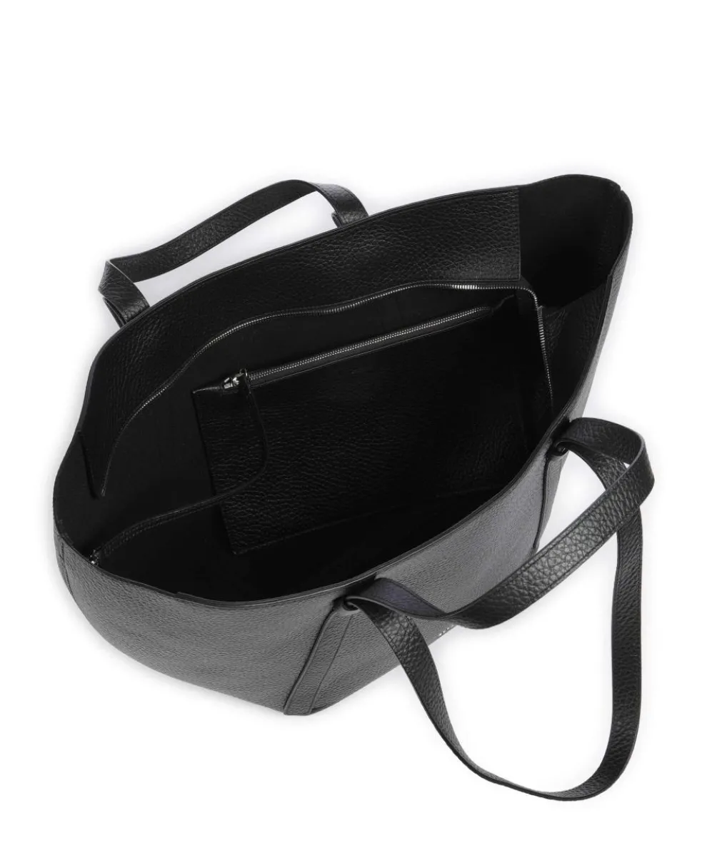 Tekla Cosmo Shopper genarbtes Rindsleder schwarz