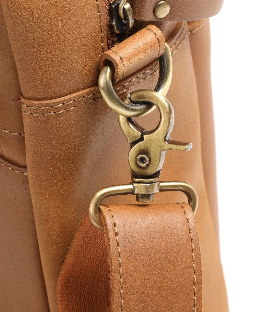 Vintage River Worker Aktentasche 15″ fein genarbtes Leder cognac