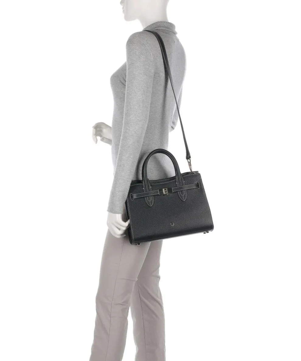 Farah M Handtasche genarbtes Rindsleder schwarz