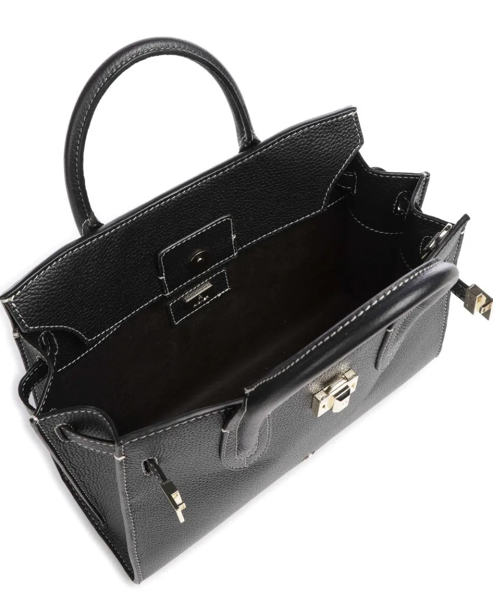 Farah M Handtasche genarbtes Rindsleder schwarz