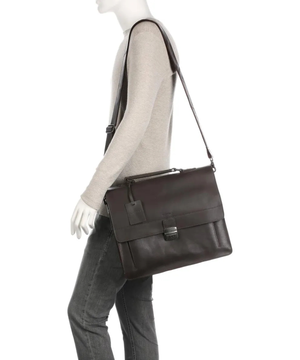 Vintage Scott Aktentasche fein genarbtes Leder dunkelbraun