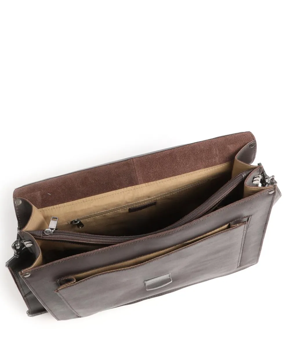 Vintage Scott Aktentasche fein genarbtes Leder dunkelbraun